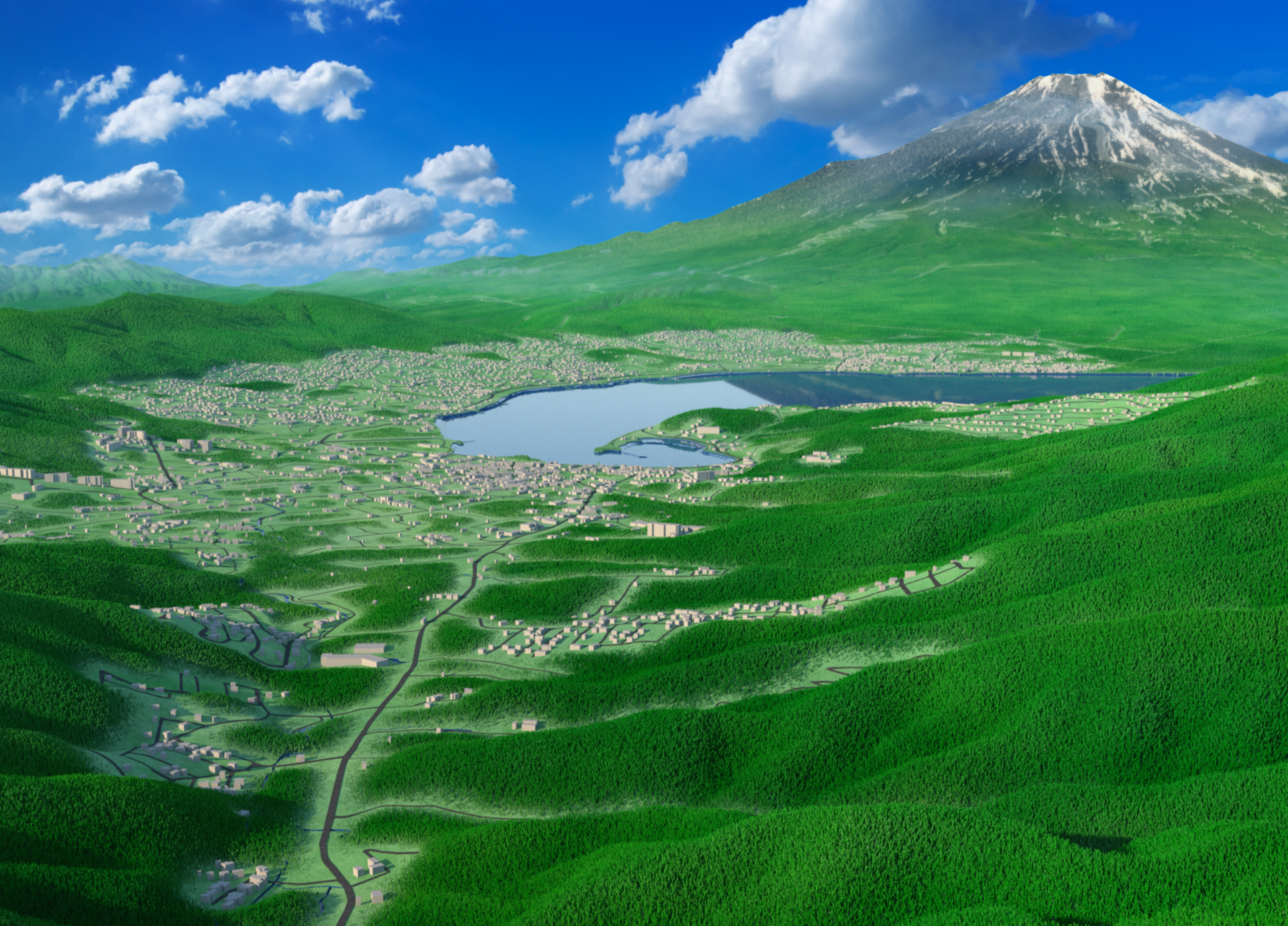 富士山（3D地図デザイン）